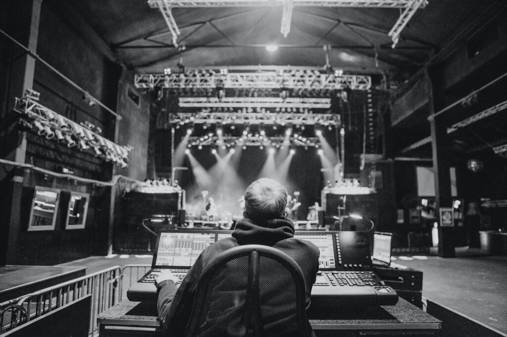 Sound engineer at soundcheck of a concert